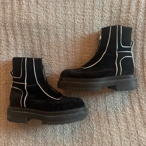 Pierre Hardy black velvet ankle combat boots size 7